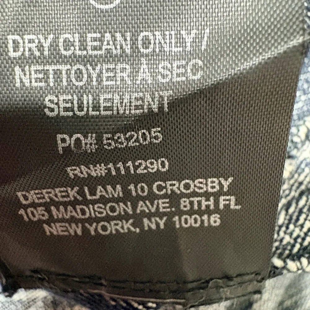 Derek‎ Lam Textured Denim Slubby Weave of White & Blue Trumpet Back Detail. USA